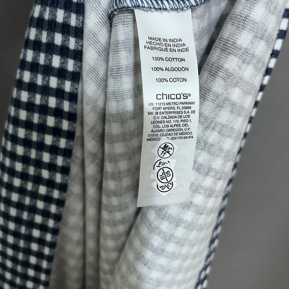 Chico’s Blue Gingham Check Boat Neck Top - Picture 7 of 11